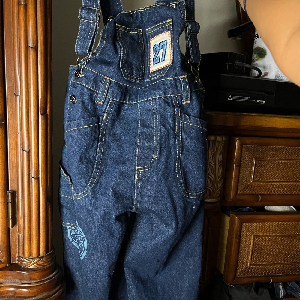 Kids Denim Overalls with Embroidered Details